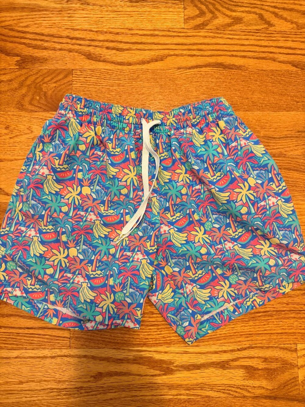 Chubbies Men's Small 5.5" Classic Swim Trunks Bright Palms - Fits Boys 18 EUC